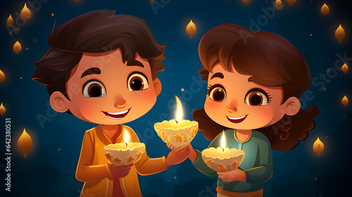 Character on Diwali festival generated by Ai photo