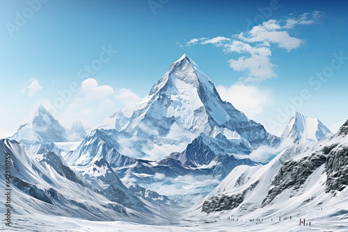 Mount Everest isolated on white background © Damnino