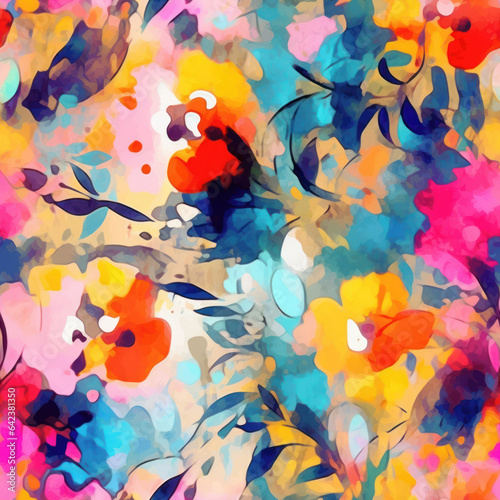Colorful abstract floral seamless pattern.