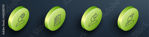 Set Isometric line Insomnia, Psychological test, Finding problem in psychology and Sedative pills icon. Vector