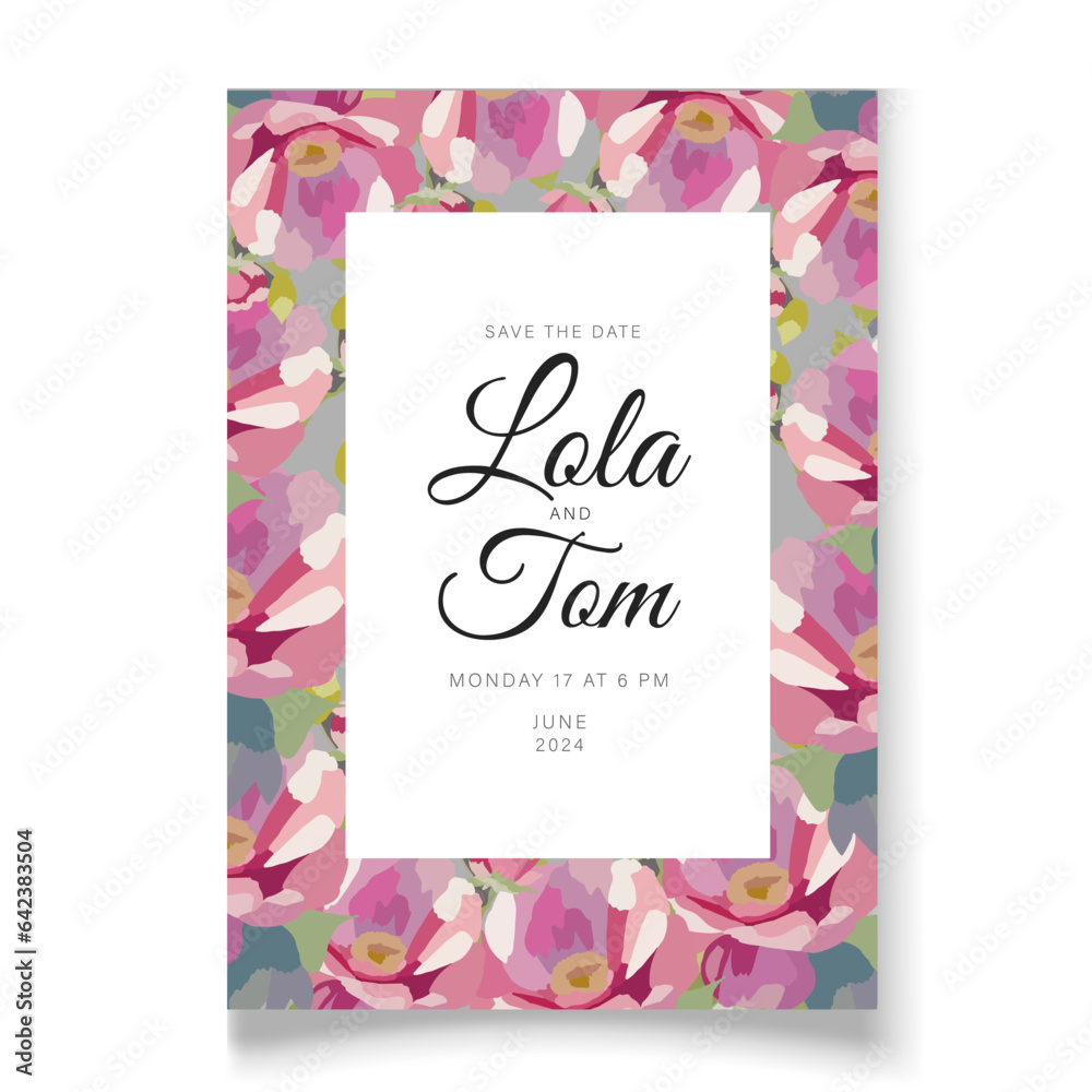 wedding invitation is decorated with watercolor delicate flower