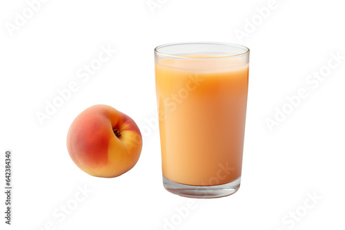 3D render of a cup of an peach juice, set against a stark white background PNG