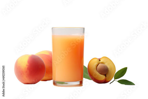 3D render of a cup of an peach juice, set against a stark white background PNG
