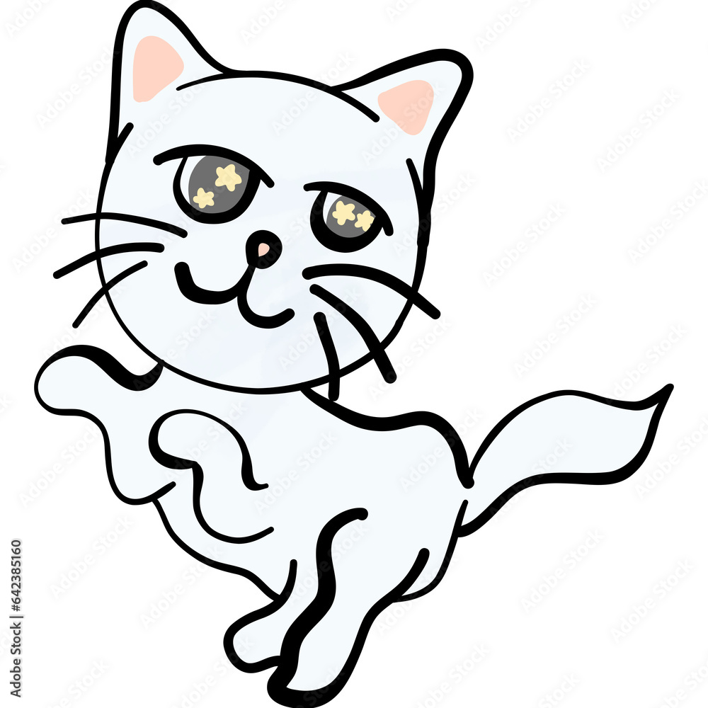 Obraz premium white cat cartoon