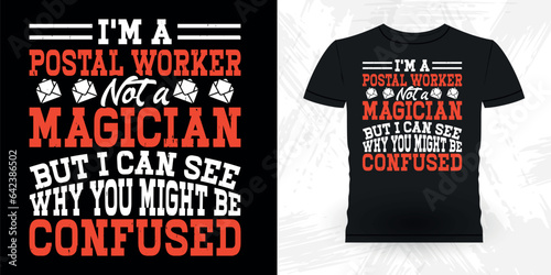 Magician Lover Funny Mailman Mail Retro Vintage Postal Worker T-shirt Design