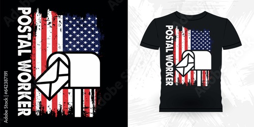 American Flag Funny Mailman Mail Retro Vintage Postal Worker T-shirt Design