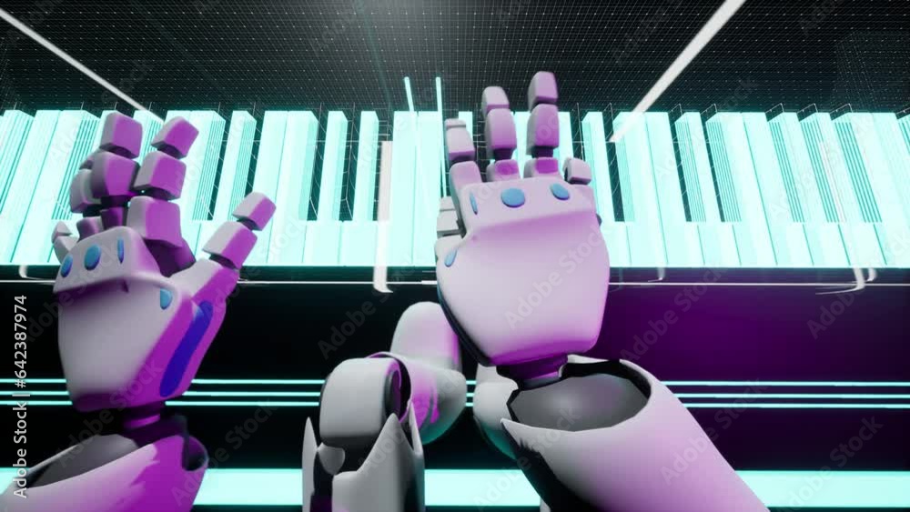 Automatic Instrument Animation first person camera animation with ai robot hand playing on virtual ...