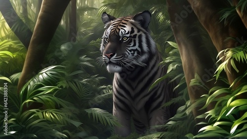 Shadowed Majesty: A Black Tiger's Jungle Stance © 39STUDIO