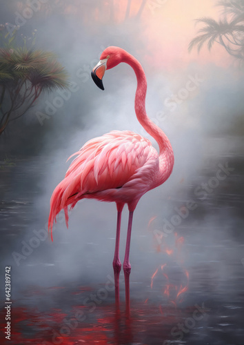 Beautiful pink flamingo