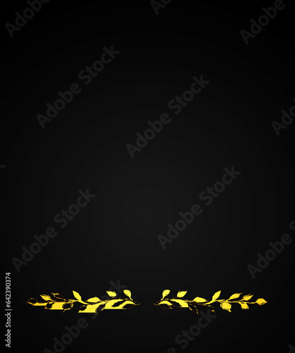 Złote liście czarne tło ramka