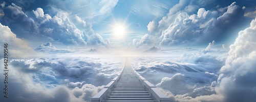 Fotografiet Step in to the clouds dream path to the heavens