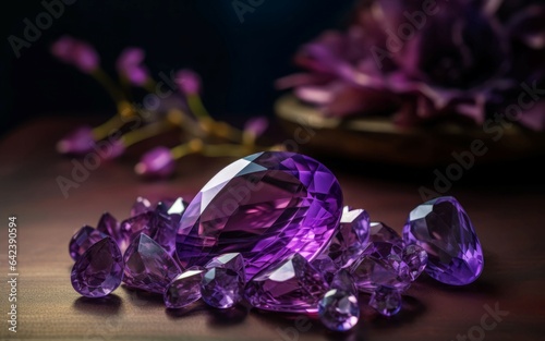 Amethyst gemstone purple. Generate Ai