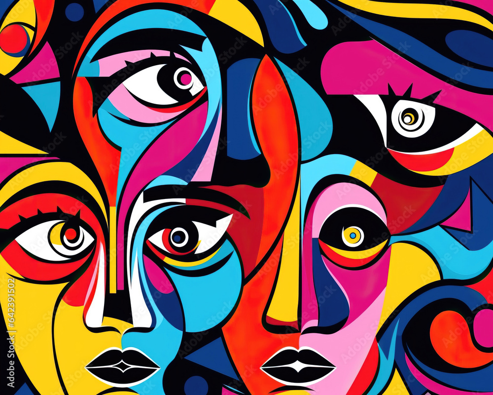 Fototapeta premium Abstract surreal art in cubism style.