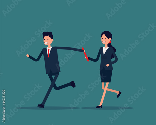 Team passed from hand to hand relay baton. Business relay