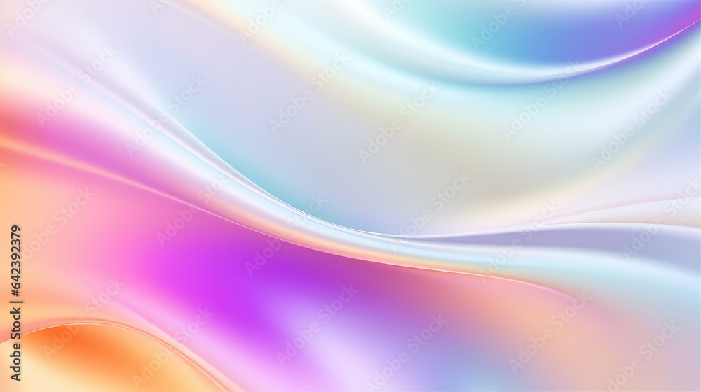 Iridescent chrome wavy gradient cloth fabric abstract background, soft liquid surface, metallic reflection, pastel ultraviolet holographic foil texture Iridescent chrome wavy gradient cloth fabric abstract background, soft liquid surface, metallic reflection, pastel ultraviolet holographic foil texture