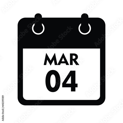 calender icon, 04 march icon with white background photo