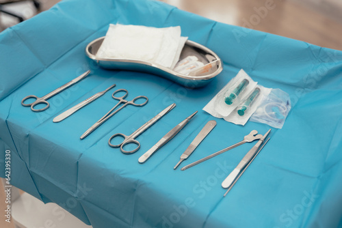 Set of sterile operating instruments photo