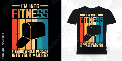 Fitness Lover Funny Mailman Mail Retro Vintage Postal Worker T-shirt Design