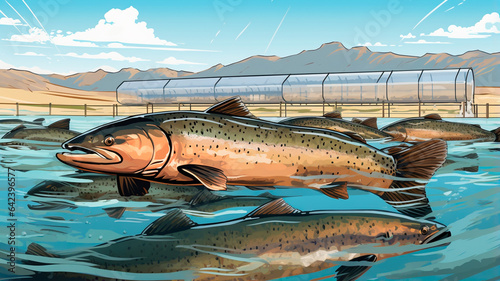 Wallpaper Mural cartoon illustration of fish with salmon Torontodigital.ca