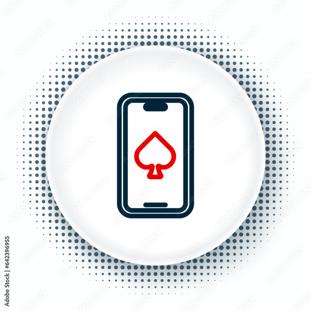Line Online poker table game icon isolated on white background. Online casino. Colorful outline concept. Vector Line Online poker table game icon isolated on white background. Online casino. Colorful outline concept. Vector