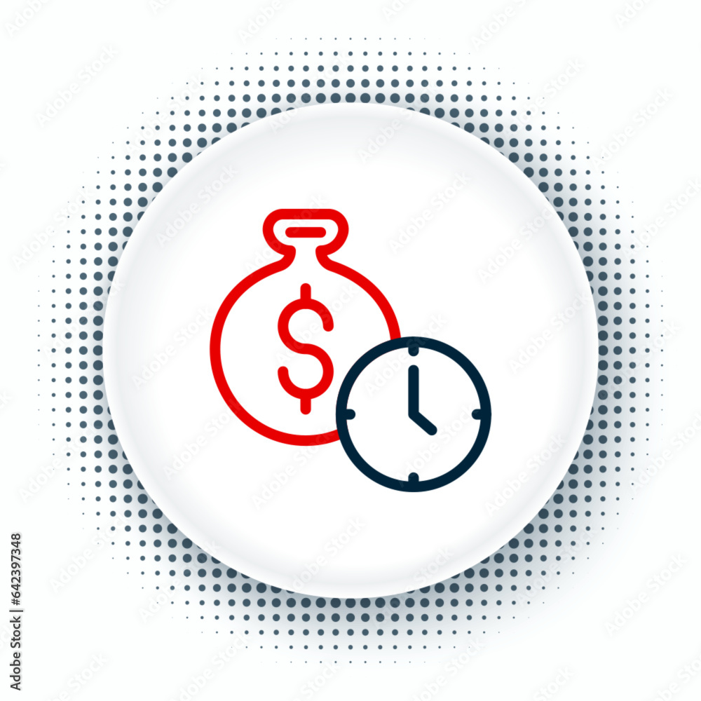 Line Time is money icon isolated on white background. Money is time. Effective time management. Convert time to money. Colorful outline concept. Vector Line Time is money icon isolated on white background. Money is time. Effective time management. Convert time to money. Colorful outline concept. Vector