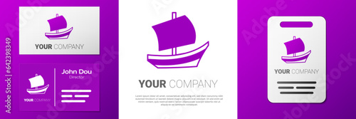 Logotype Egyptian ship icon isolated on white background. Egyptian papyrus boat. Logo design template element. Vector