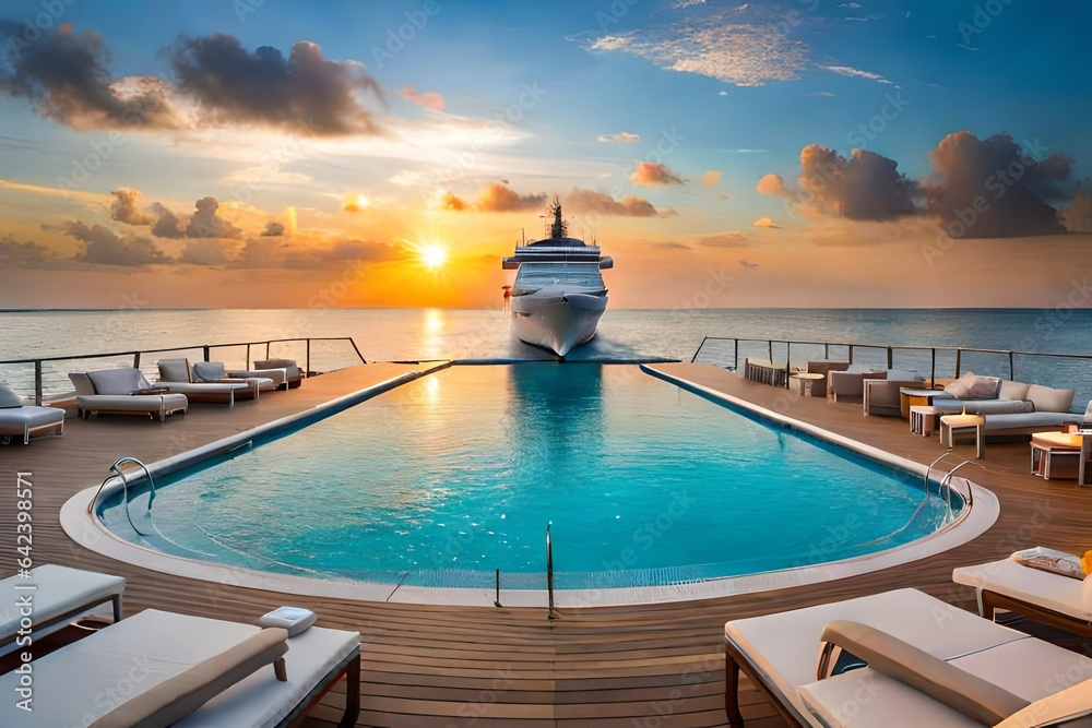 swimming pool at night generated Ai swimming pool at night generated Ai