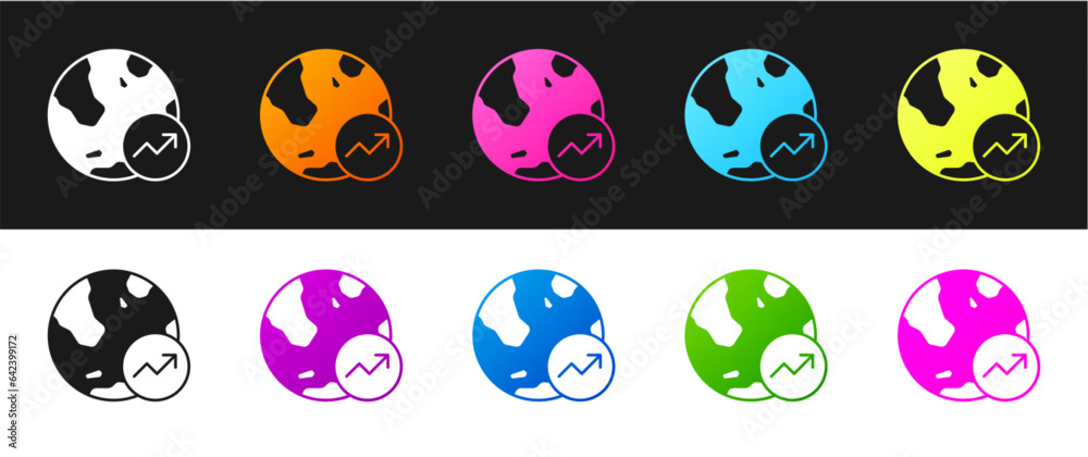 Set Financial growth increase icon isolated on black and white background. Increasing revenue. Vector Set Financial growth increase icon isolated on black and white background. Increasing revenue. Vector