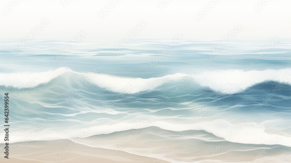 Blue waves in ocean. Creative minimalist modern print. Abstract sea wave contemporary aesthetic backgrounds landscapes. Wallpaper design, prints, invitations, postcards, banner, poster, web site. .