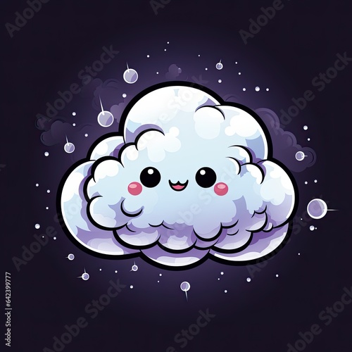 Cute Cartoon Galaxy Cloud isolated on a dark background © BeeryGift