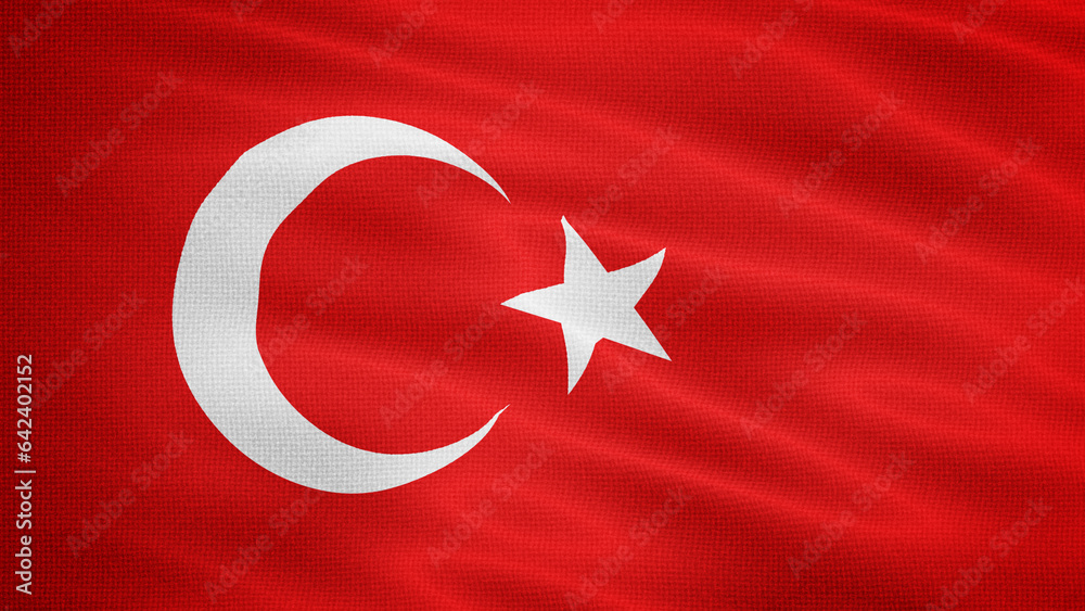 Waving Fabric Texture Of Turkey National Flag Graphic Background