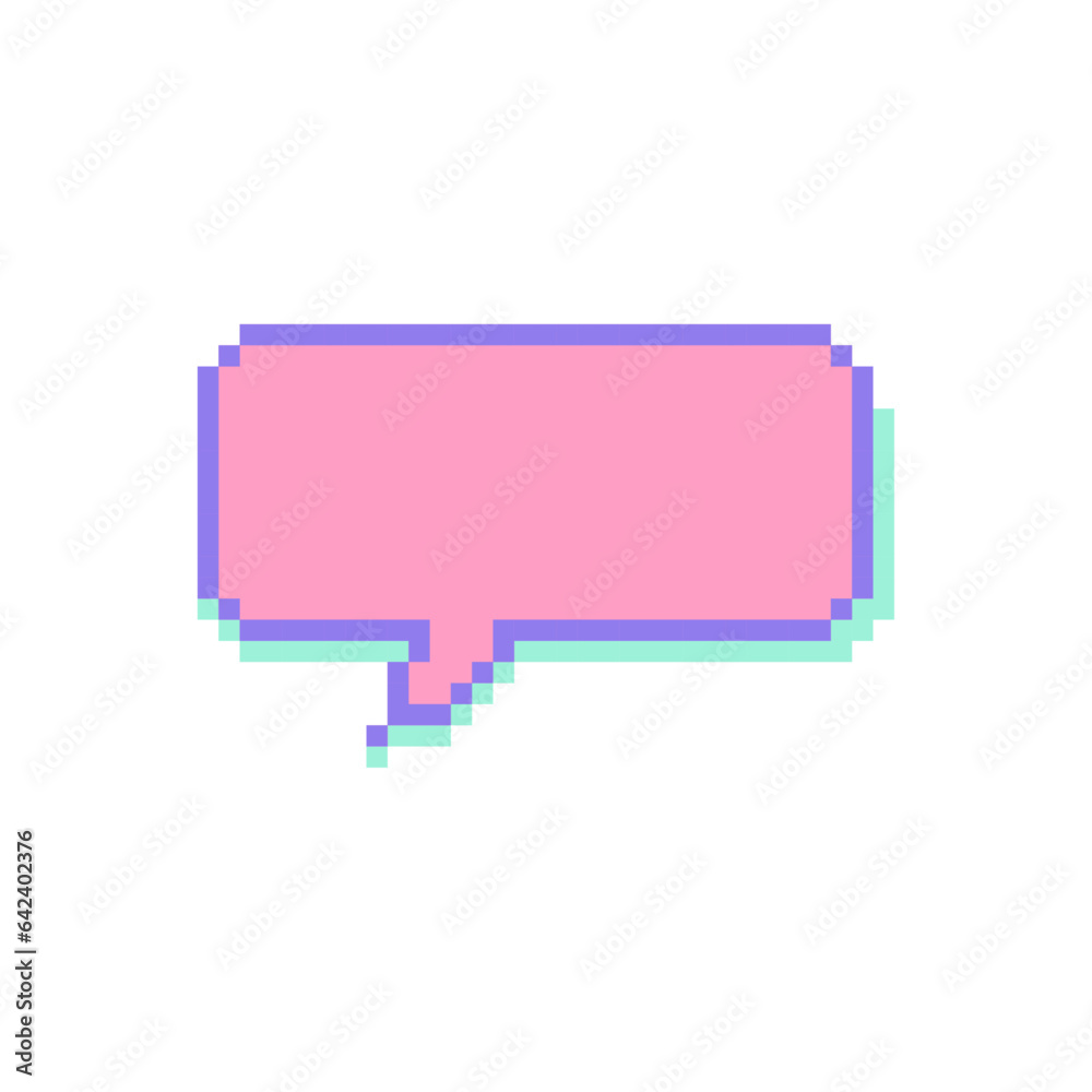 Vector pixel art, speech bubble on white background