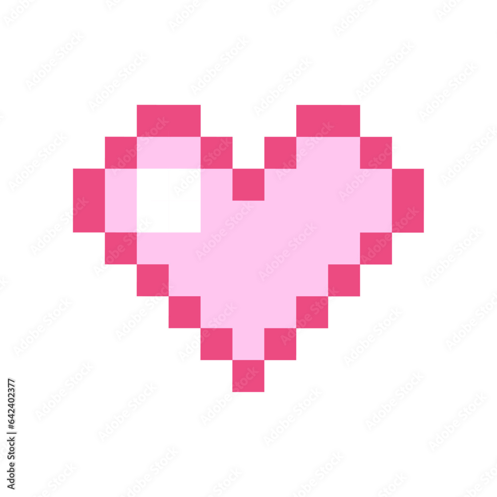 Vector pink pixel heart isolated on white background Vector pink pixel heart isolated on white background