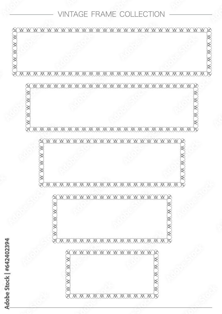 Rectangular Decorative Vintage Frame Set Isolated On A White Background. Vector Illustration. 