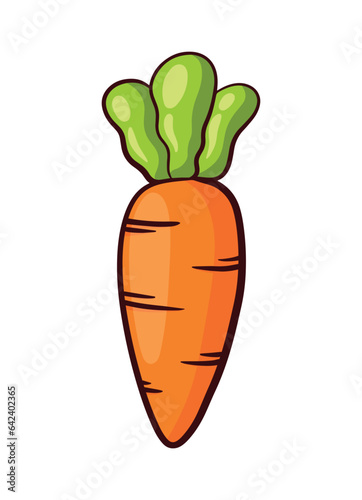 Carrot Fruit and Vegetable in Cute Doodle Cartoon Icon Vector Illustration for Kids Book