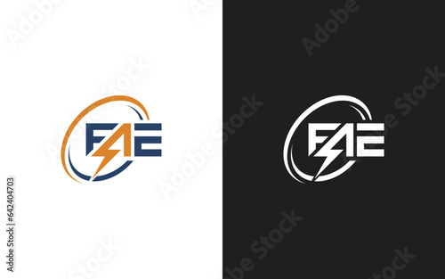unique Letter FAE with Bolt symbol logo concept vector