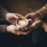 close up of hands holding coffee cups 
