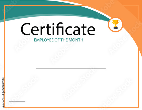 Vector illustration of best employee of the month certificate.

