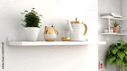 White virtual background with wooden bookshelf