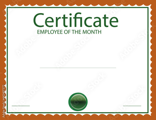Vector illustration of best employee of the month certificate.
