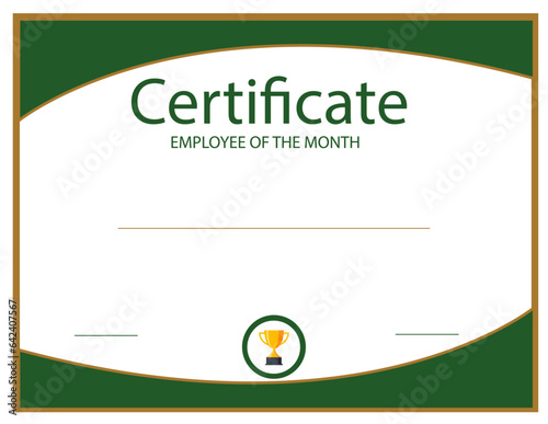 Vector illustration of best employee of the month certificate.
