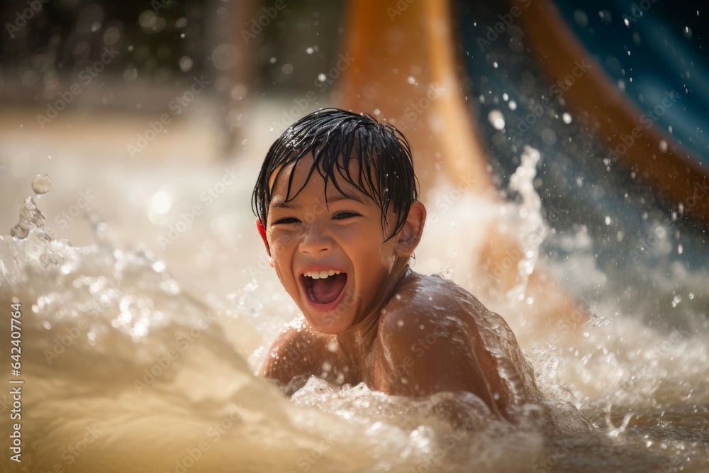 Waterpark boy vacation. Generate Ai