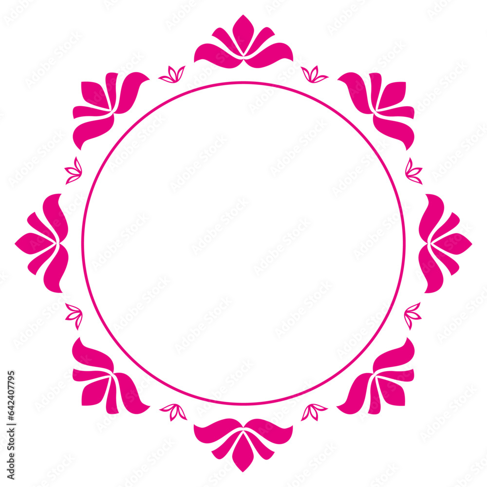 Illustration of a floral ornament in a circle on a white background