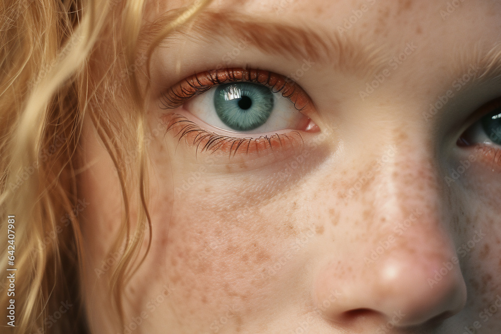 Obraz premium Close-up portrait of a beautiful young woman, blonde with blue eyes