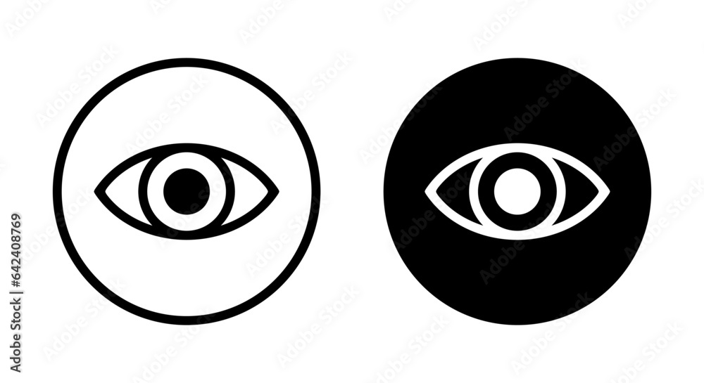Eye line icon vector in circle. View, watch sign symbol Eye line icon vector in circle. View, watch sign symbol