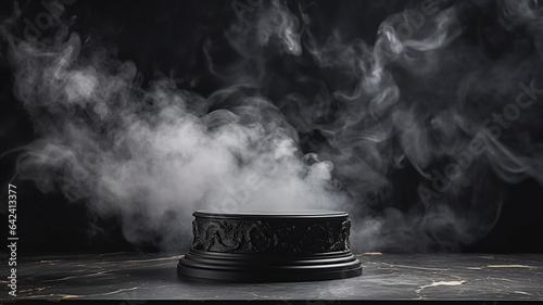 empty black table with black background