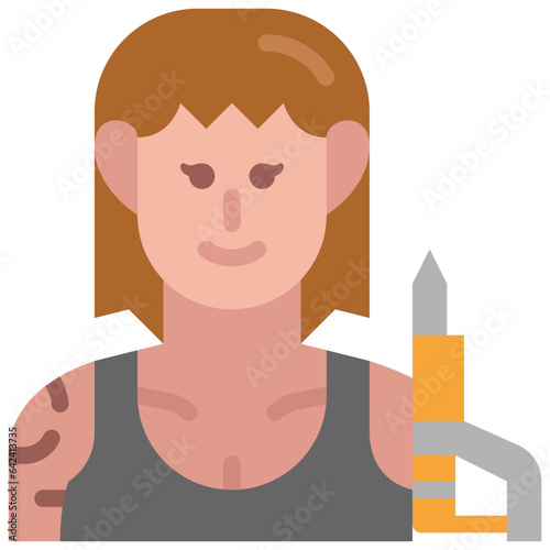 female tattoo artist flat icon