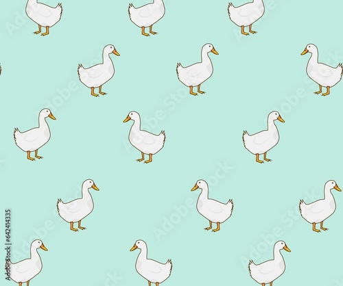 Pattern design of cute geese  seamless pattern. vector  cartooned  menthol background  seamless patterns  flat illustration  vector