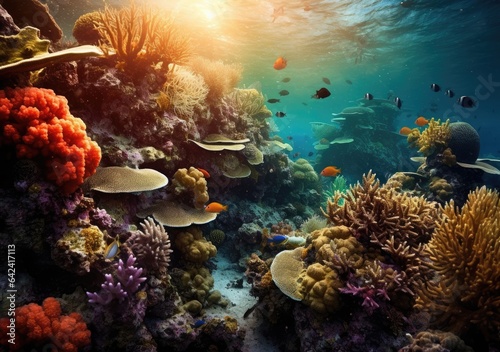  Marine Marvels  Intricate Coral Reefs . Digital Poster. Ai generated.