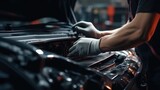 Mechanic repairs the car. Generative AI